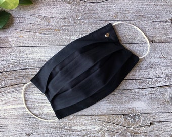 Mascarilla facial negra con tachuelas metálicas, mascarilla para adultos, mascarilla protectora, mascarilla elegante, mascarilla lavable