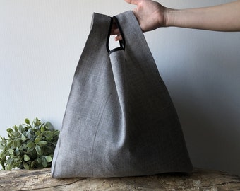 Grey tote bag made with pure lightweight wool / elegant tote for man and woman reusable and foldable / boyfriend gift / dad gift / mum gift