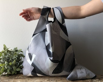 lunch bag made with gray cotton blend / capacious grocery bag / lunch bag for women / minimalist gift for mum