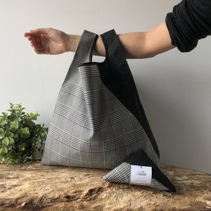 glen plaid men lunch bag / Prince of Galles grocery bag for men and for woman / unisex tote bag / valentines men gift image 1