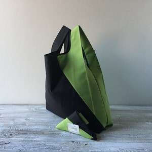 unisex tote bag with black and green geometric design capaciuos grocery bag lunch bag for men and for woman boyfriend valentines gift