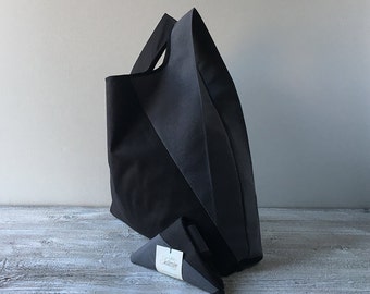 minimalist men lunch bag / black and gray cotton tote bag for men and for woman / unisex and capaciuos grocery bag / valentines men gift