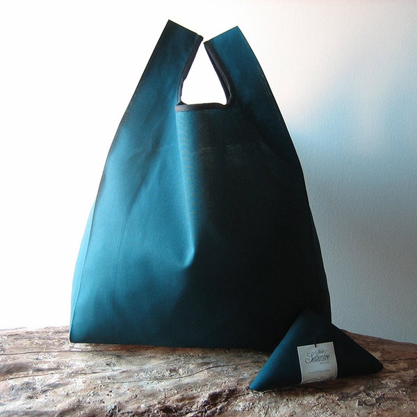 man lunch bag / minimal men tote bag / teal cotton shopper / elegant woman bag / reusable grocery bag handmade / valentines day gift for him