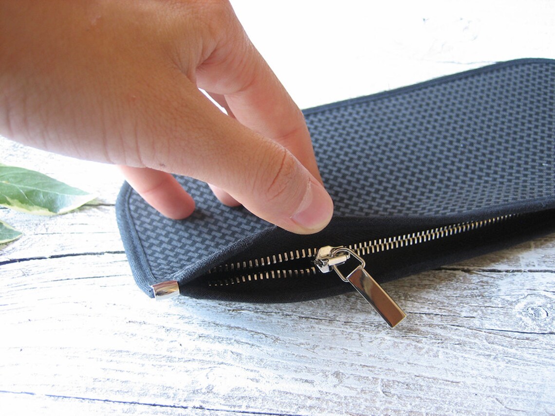 Men zipper pouch flat and semirigid elegant flat pouch Etsy