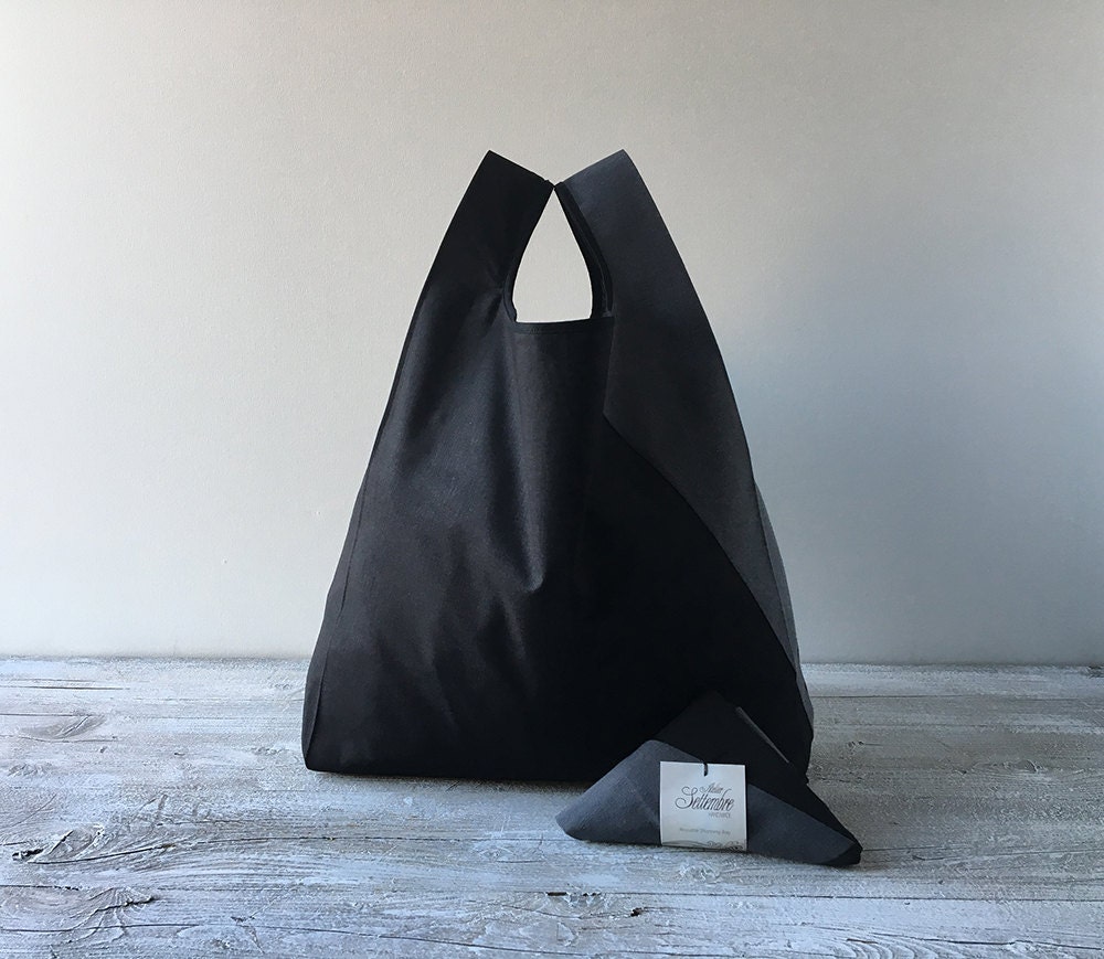 Minimalist Men Lunch Bag / Black and Gray Cotton Tote Bag for - Etsy