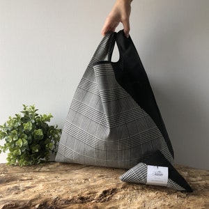 glen plaid men lunch bag / Prince of Galles grocery bag for men and for woman / unisex tote bag / valentines men gift image 3