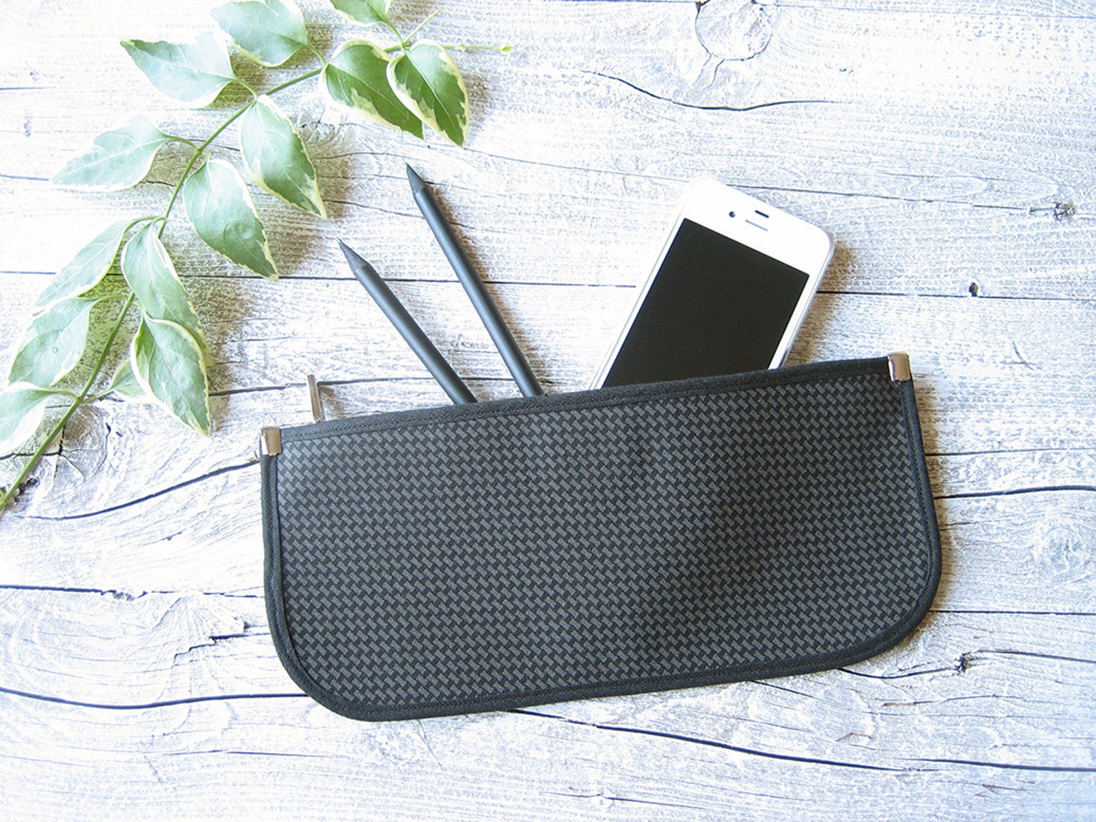 Men zipper pouch flat and semirigid elegant flat pouch Etsy