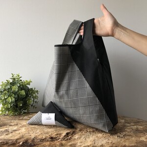 glen plaid men lunch bag / Prince of Galles grocery bag for men and for woman / unisex tote bag / valentines men gift image 2