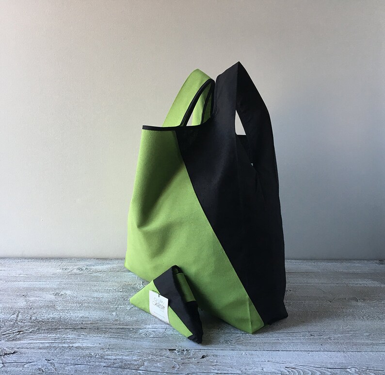 unisex tote bag with black and green geometric design capaciuos grocery bag lunch bag for men and for woman boyfriend valentines gift