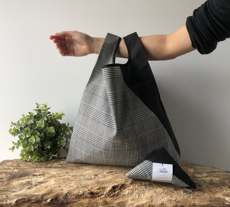 glen plaid men lunch bag / Prince of Galles grocery bag for men and for woman / unisex tote bag / valentines men gift image 1