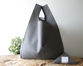 men tote bag made with gray cotton / capacious shopping bag / unisex and dark market bag / minimalist gift for mentor / valentines gift