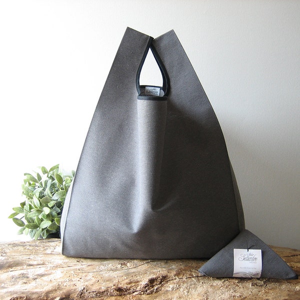 men tote bag made with gray cotton / capacious shopping bag / unisex and dark market bag / minimalist gift for mentor / valentines gift