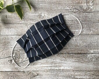 Man face mask Light blue jeans striped, protective cotton mask, adult face mask, man mask and woman mask, washable and reusable face mask