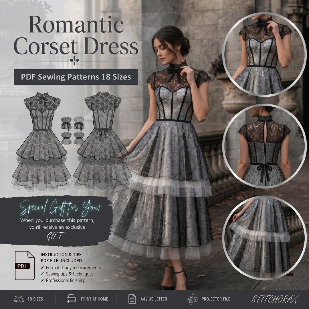 Buy Romantic Corset Dress PDF Sewing Pattern Tiered Fairy Tulle Bustier ...