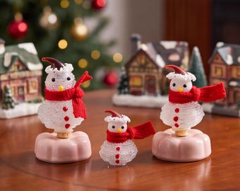 Christmas Snowman Figurine, Whimsical Winter Desk Decor, Cute Holiday Gift for Snowman Lovers