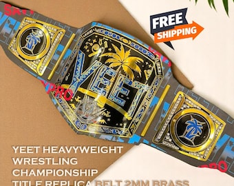 YEET Championship Wrestling Belt Replica | Heavyweight Title 2MM Brass Plates