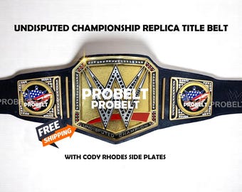 Undisputed Championship Replica Belt, 6MM Brass Plates, Cowhide Leather Strap, Cody Side Plates