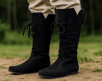 Botas medievales renacentistas para LARP, botas vikingas para cosplay de piratas, calzado de cuero sintético para caballeros y guerreros, zapatos para disfraces de feria renacentista para hombres y mujeres.