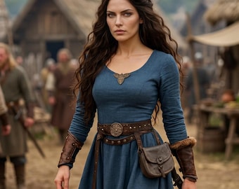 Vestido vikingo de feria renacentista para mujer, vestido largo élfico, ropa pagana celta, camisón de hada victoriana, atuendo de fantasía