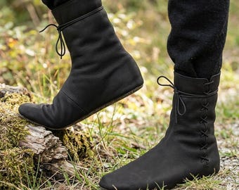 Renaissance Medieval LARP Boots, Viking Pirate Cosplay Footwear, PU Leather Knight Warrior Boots, Ren Faire Costume Shoes