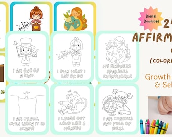 Tarjetas de afirmaciones para niños imprimibles / Tarjetas de afirmaciones positivas y mentalidad de crecimiento / Tarjetas de autoestima "Yo soy"