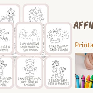 24 karty z afirmacjami dla dzieci do wydrukowania | Zestaw afirmacji pozytywnych | Karty z życzliwością do spokojnego kącika | Notatki do pudełka na lunch