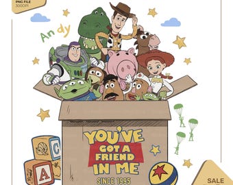 Youre Got Friend In Me Cartoon Toys Characters Png, Kids Birthday Number 5 Sublimation Design, Cowboy Space Hero Tshirt Clipart PNG