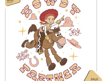 Vintage Toy Story Jessie Bullseye Png, Howdy Partner Retro Disney Cowgirl Tee, Pixar Western Shirt, Funny Retro Sublimation PNG