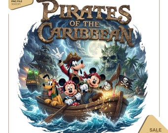 Vintage Disney Mickey And Friends Pirates of the Caribbean Shirt, Disney Characters PNG, Disney Squad Digital Download