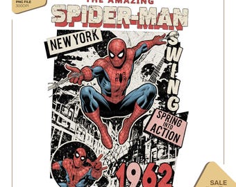 The Amazing Spider-Man PNG, Vintage Comic Book Cover, Retro Hero Sublimation, Marvel Fans Gift Tee Design, Retro Amazing Spidrman Png