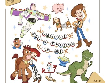 Youre Got Friend In Me Cartoon Toys Characters Png, Kids Birthday Number 5 Sublimation Design, Cowboy Space Hero Tshirt Clipart PNG