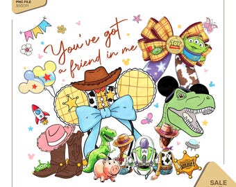 Retro Coquette Toy Story PNG, You've Got A Friend In Me Graphic, Pixar Characters Design, Disney Family Trip Printable, Instant Download PNG