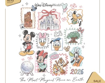 Vintage Mickie & Co Est 1928 PNG, Retro Friends Checkered Digital Design, Family Vacation Trip PNG, Disneland Matching Sublimation File