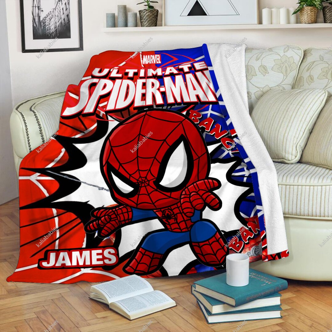 Personalized Spiderman Kids Blanket Spiderman Quilt Etsy