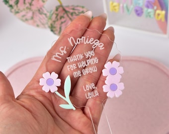 Estaca personalizada para plantas de profesores, estaca de madera y acrílico para plantas de profesores, estaca de agradecimiento para plantas de profesores, regalo de fin de curso para profesores