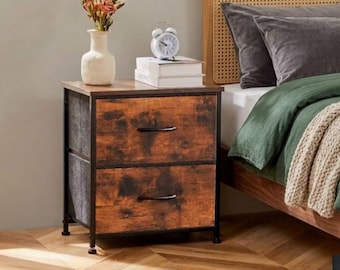Modern Nightstand with Drawers Bedside Table Small Dresser Storage Shelf