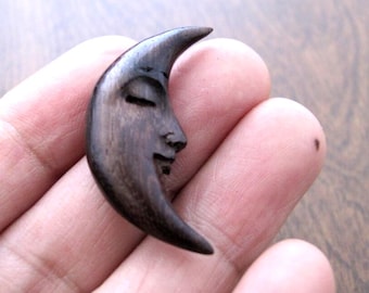 Hand Carved Crescent Moon Face with Closed Eyes, Double-Sided, Sono  Wood, NOT Drilled, Embellishment, Beads, Jewelry Supplies S7419