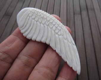 Angel Wing 70 mm x 27 mm, Hand Carved from Buffalo Bone, Double Sided, Jewelry making Supplies S3288