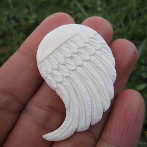 Gorgeous double sided Carved Wing cabochon, Natural cabochon, Organic, Carved  buffalo bone cabochon, Bone carving  S5153