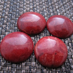 Gorgeous 25mm Red Coral Cabochon, Round, Flat back , Jewelry making supplies