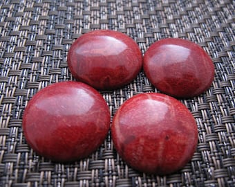 Gorgeous 25mm Red Coral Cabochon, Round, Flat back , Jewelry making supplies