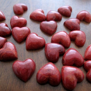 NEW Gorgeous small  Red Coral Heart, 15mm, Flat-Backed, Suitable for Pendants and Earrings,  Jewelry making supplies S8977