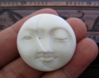 Excellent 30mm x 30mm  Hand carved Moon phase, natural cabochon, , Jewelry making Supplies S2654