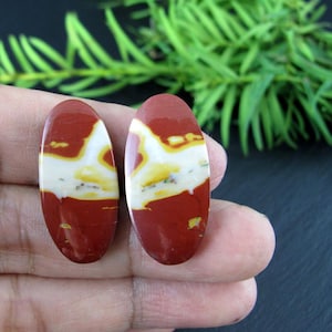 Beautiful Mookite jasper  cabochon pair, earrings,  Natural stone, Jewelry making supplies S10504