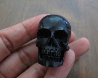 Crâne extra large, percé sur le côté, perles de crâne, sculpture en corne de buffle, fournitures de fabrication de bijoux S8000