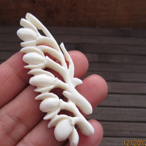 Awesome   detail carved flower bud , brooch , Ox bone carving, Jewelry making Supplies S3454