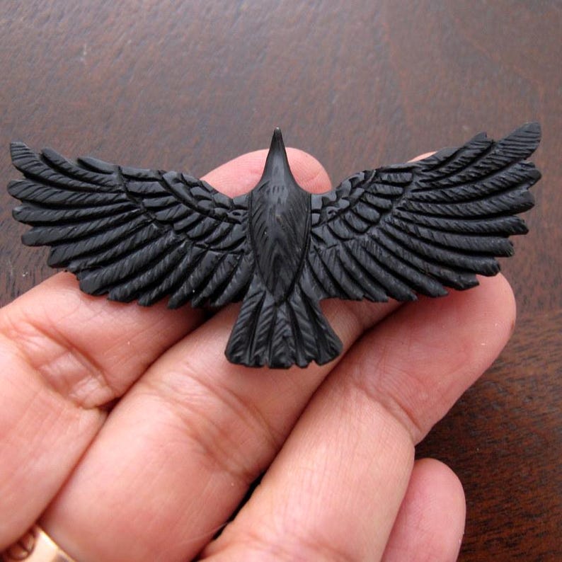 Medium Size Carved Raven in Buffalo Horn , Jewelry Making Supplies - Etsy
