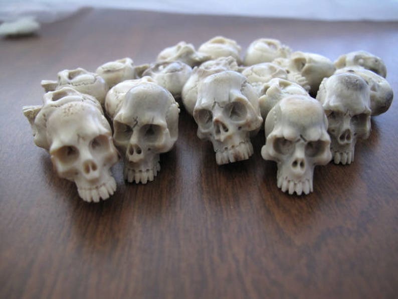 NOT Drilled Carved Deer Antler Jawless Skull Jewelry making Supplies S7584