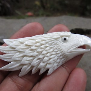 Hand Carved  Eagle head,  Carve buffalo  Bone Cabochon, Jewelry making supplies S3601