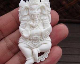 Fine  detail  hand carved  Large Ganesha ,GANESH, Ox Bone carving, Jewelry making Supplies S3282